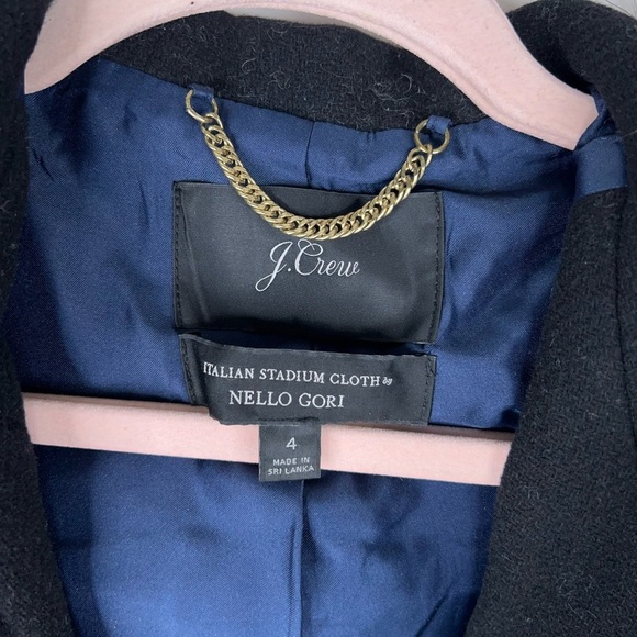 J Crew Black Wool Coat Italian Stadium Cloth Hooded Classic Winter Black Size 4 - Picture 5 of 9